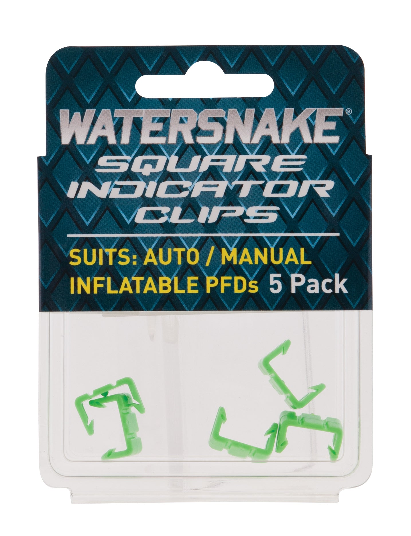 Watersnake Green Indicator Clips 5 pack Square for Auto/Manual Inflatable