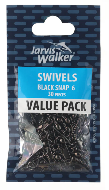 Jarvis Walker Black Snap Swivels Sz 6 - 30 pieces